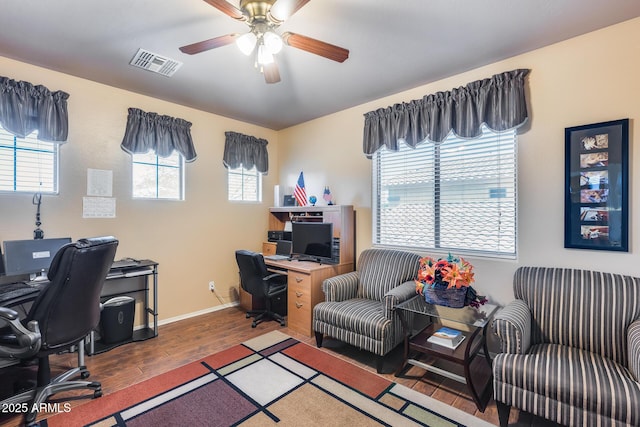 965 E Virgo Pl, Chandler, AZ 85249 - office space featuring wood finished floors, ceiling fan, and baseboards