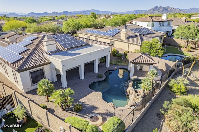 5243 E Windstone Trl, Cave Creek, AZ 85331 - aerial perspective of suburban area with mountains and a pool area