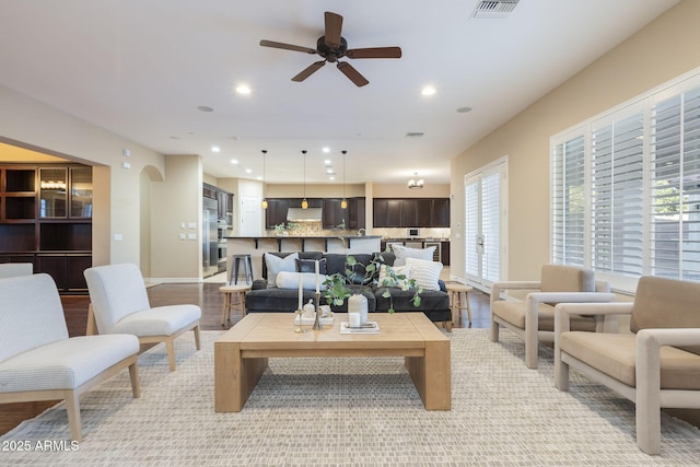 5243 E Windstone Trl, Cave Creek, AZ 85331 - living room with a ceiling fan and recessed lighting
