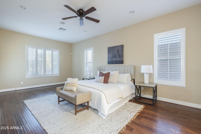 5243 E Windstone Trl, Cave Creek, AZ 85331 - bedroom with wood finished floors, recessed lighting, and a ceiling fan