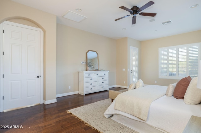 5243 E Windstone Trl, Cave Creek, AZ 85331 - bedroom featuring dark wood-style floors, ceiling fan, and recessed lighting