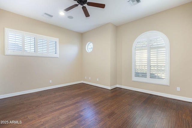 5243 E Windstone Trl, Cave Creek, AZ 85331 - unfurnished room with a ceiling fan, dark wood-style flooring, and recessed lighting