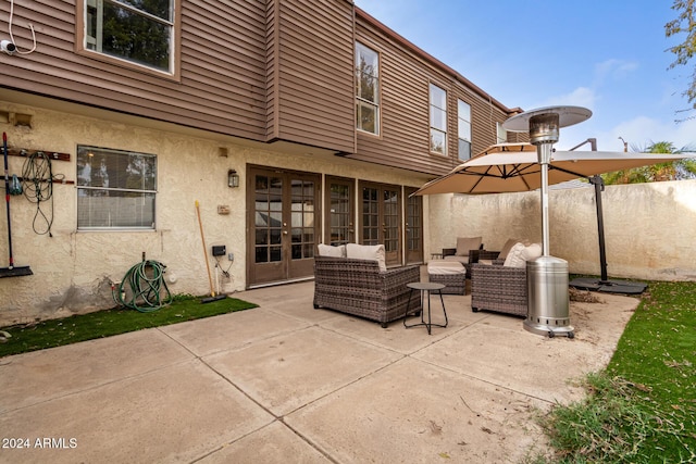 view of patio / terrace featuring an outdoor hangout area and french doors