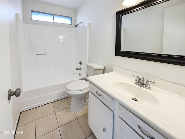 full bathroom with tile patterned floors, vanity, toilet, and shower / washtub combination