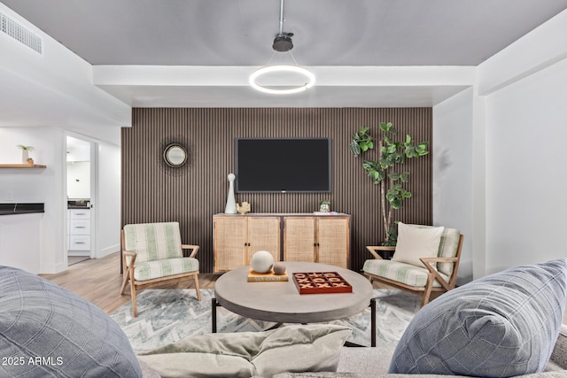 living room featuring light hardwood / wood-style floors