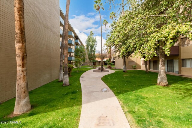 view of community featuring a lawn