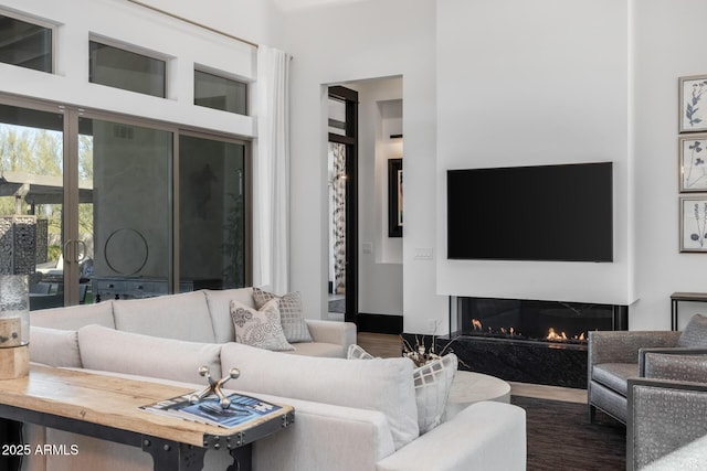 living room with hardwood / wood-style flooring