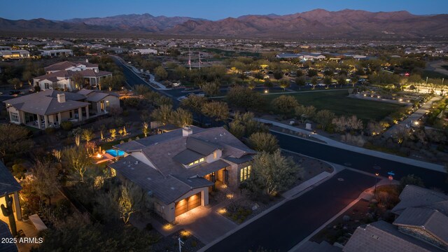 bird's eye view with a mountain view