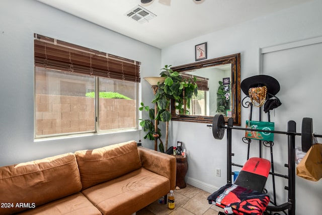 interior space with light tile patterned floors