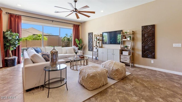 6917 E Ingram Cir, Mesa, AZ 85207 - living room with ceiling fan and recessed lighting