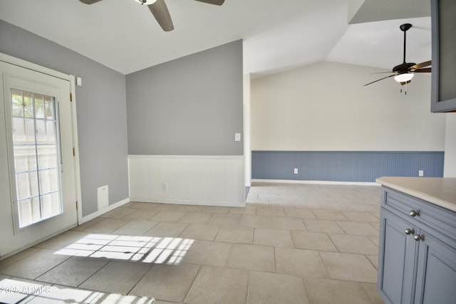 interior space featuring vaulted ceiling