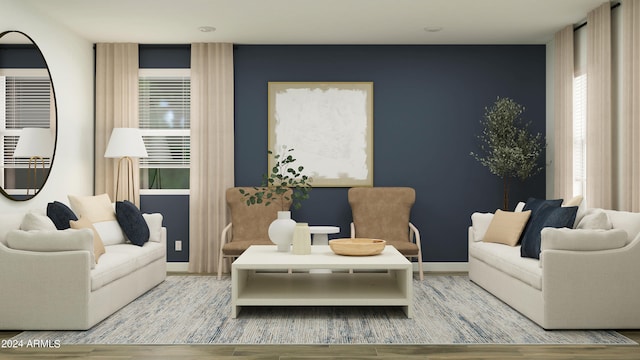 living room featuring light hardwood / wood-style flooring