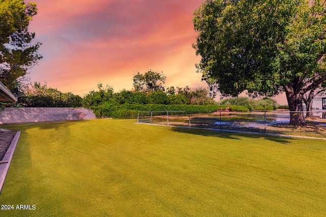 view of yard at dusk