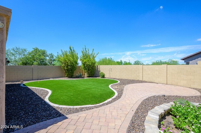 view of yard featuring a fenced backyard and a patio area