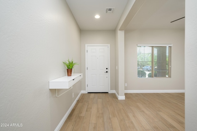 entrance foyer with light hardwood / wood-style flooring