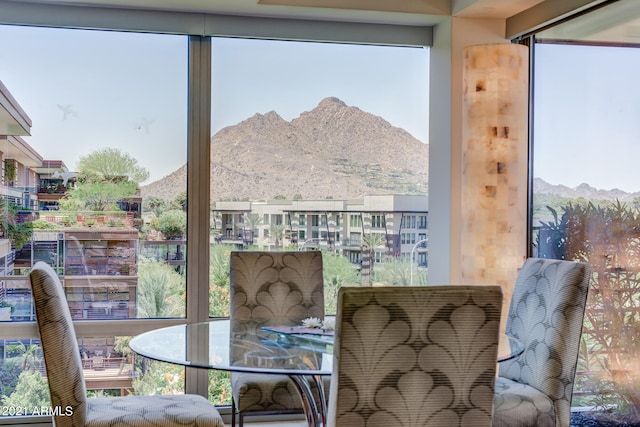 balcony with a mountain view