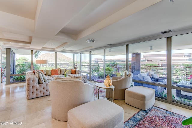 7161 E Rancho Vista Dr Unit 6001, Scottsdale, AZ 85251 - living area featuring expansive windows, plenty of natural light, and visible vents