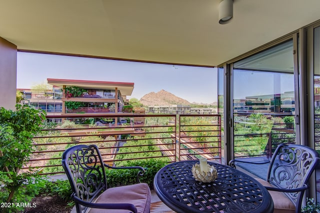 balcony with a mountain view