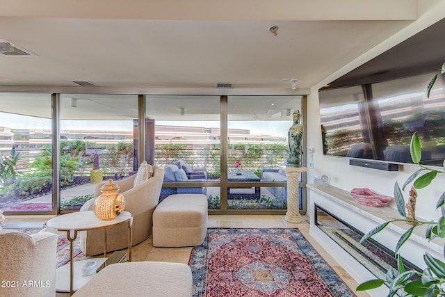 7161 E Rancho Vista Dr Unit 6001, Scottsdale, AZ 85251 - interior space featuring visible vents, a wall of windows, and plenty of natural light