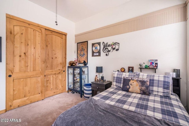 bedroom with a closet and carpet