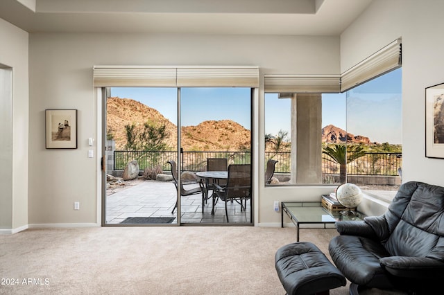 interior space featuring a mountain view