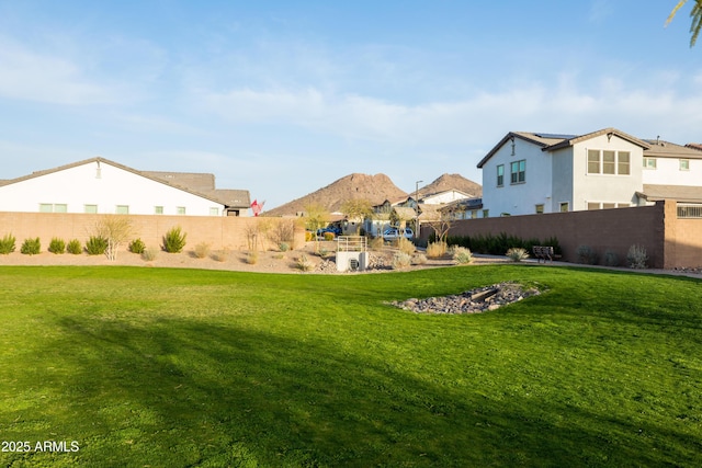 view of yard with a fenced backyard