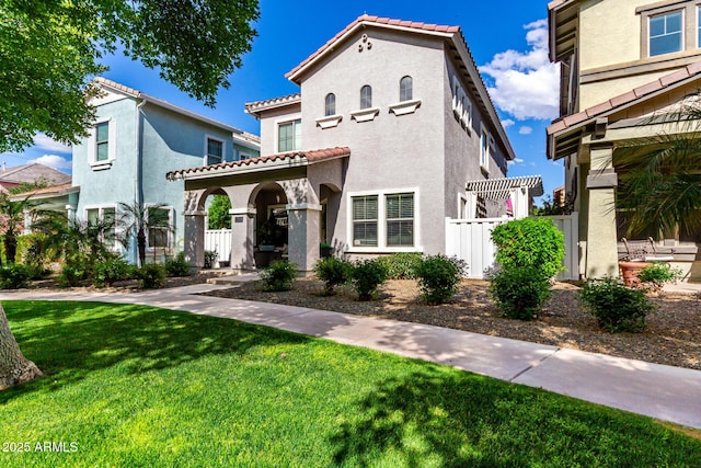 1324 S Banning St, Gilbert, AZ 85296 - mediterranean / spanish-style house with a tiled roof and stucco siding