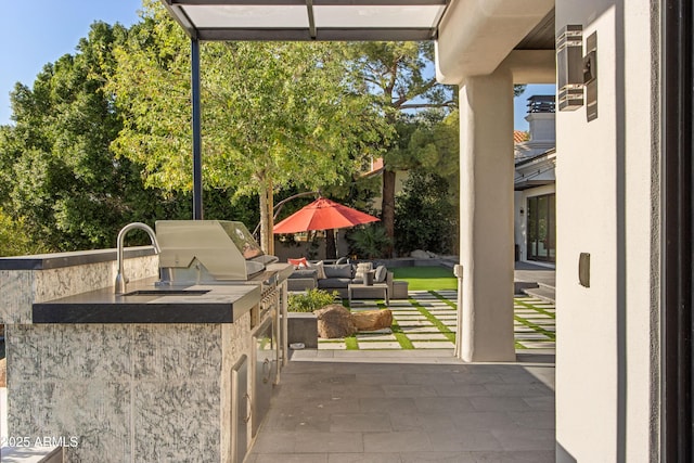 view of patio / terrace with outdoor lounge area and area for grilling