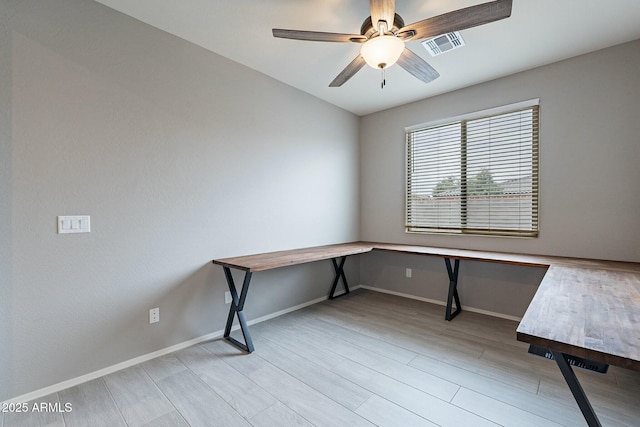 18766 W Montebello Ave, Litchfield Park, AZ 85340 - unfurnished office featuring visible vents, ceiling fan, wood finished floors, and baseboards