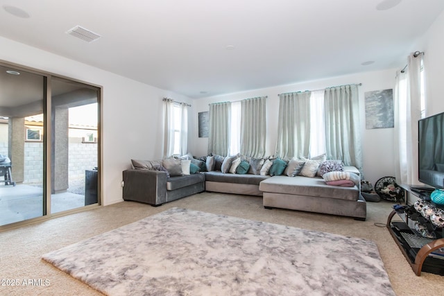 living area with carpet
