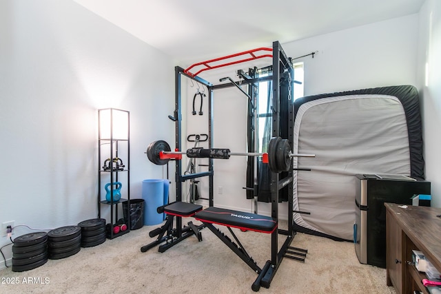 exercise room with carpet
