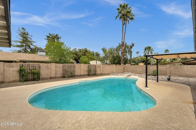 4840 E Sunnyside Dr, Scottsdale, AZ 85254 - view of swimming pool with a fenced in pool, a patio, and a fenced backyard