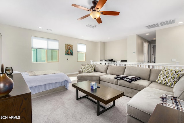 interior space featuring ceiling fan