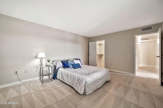 bedroom with light carpet