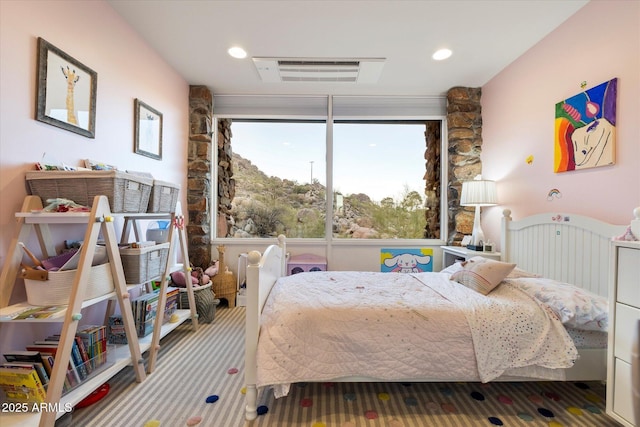 bedroom with visible vents and recessed lighting