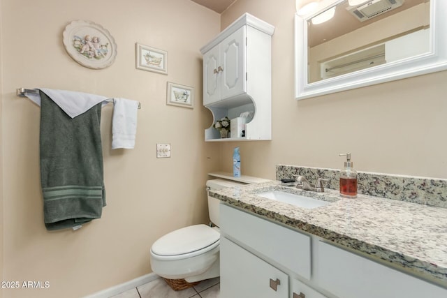 bathroom featuring tile patterned floors, toilet, and vanity