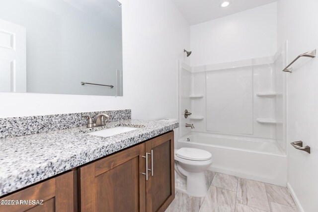 19 E Elm St, Tucson, AZ 85705 - bathroom featuring vanity, toilet, shower / bath combination, recessed lighting, and baseboards