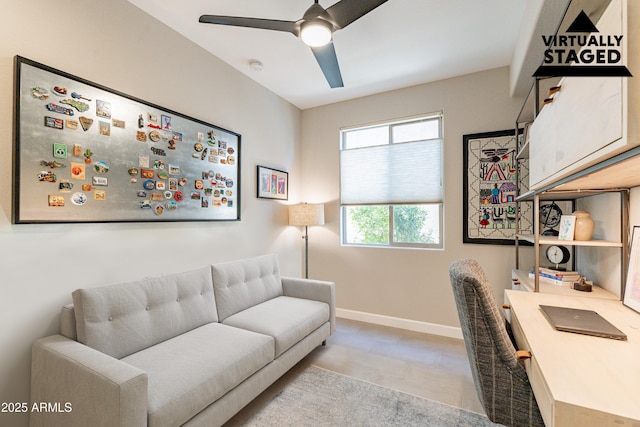 office area featuring ceiling fan