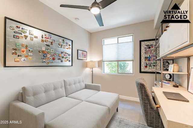 office area featuring ceiling fan