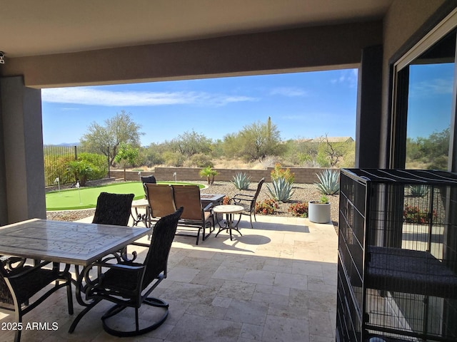 17833 E Veit Springs Dr, Rio Verde, AZ 85263 - view of patio featuring outdoor dining area and a fenced backyard