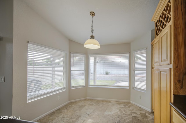 unfurnished dining area with baseboards and a wealth of natural light