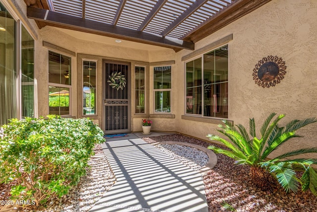 30135 N 129th Gln, Peoria, AZ 85383 - entrance to property featuring stucco siding, a patio area, and a pergola