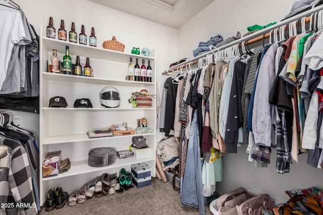 walk in closet featuring carpet