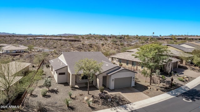 bird's eye view featuring a mountain view and a residential view