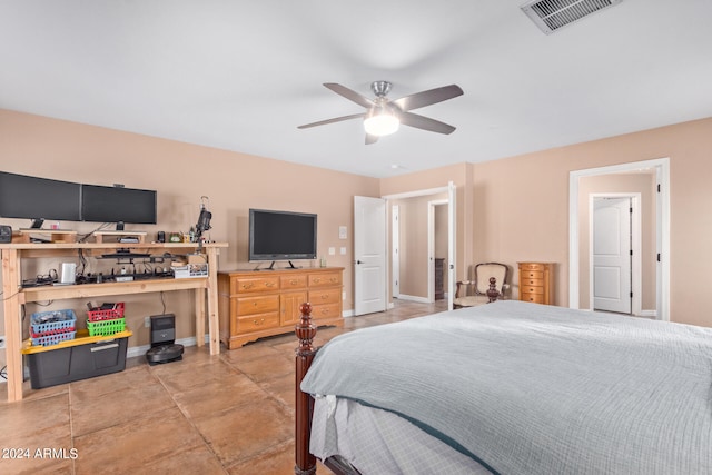 bedroom featuring ceiling fan