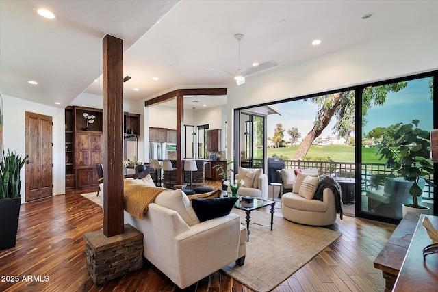 7272 E Gainey Ranch Rd Unit 29, Scottsdale, AZ 85258 - living area with hardwood / wood-style flooring and recessed lighting