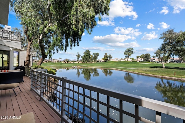 7272 E Gainey Ranch Rd Unit 29, Scottsdale, AZ 85258 - deck with a water view and view of golf course