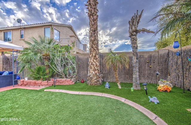 view of yard with a fenced backyard