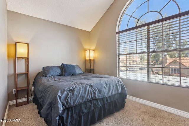4601 N 102nd Ave Unit 1055, Phoenix, AZ 85037 - bedroom with carpet flooring, baseboards, and vaulted ceiling