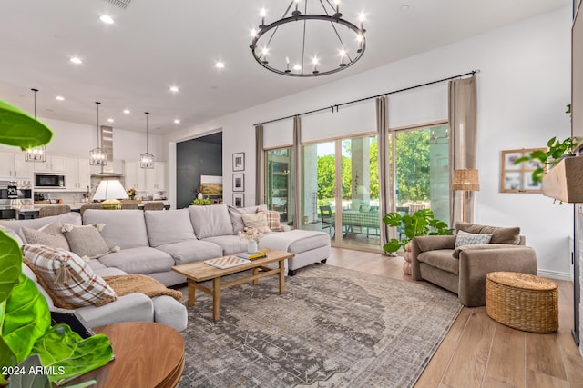 living room with light wood-type flooring